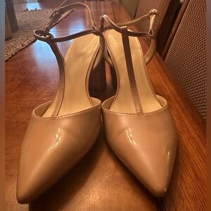 Nine West Nude T-Strap Heels